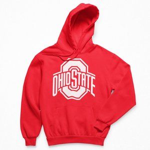 NEW Ohio State Buckeyes Wordmark Logo Fleece Pullover Hoodie RED